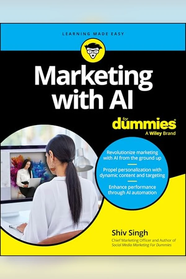 Marketing with AI For Dummies by Shiv Singh book cover